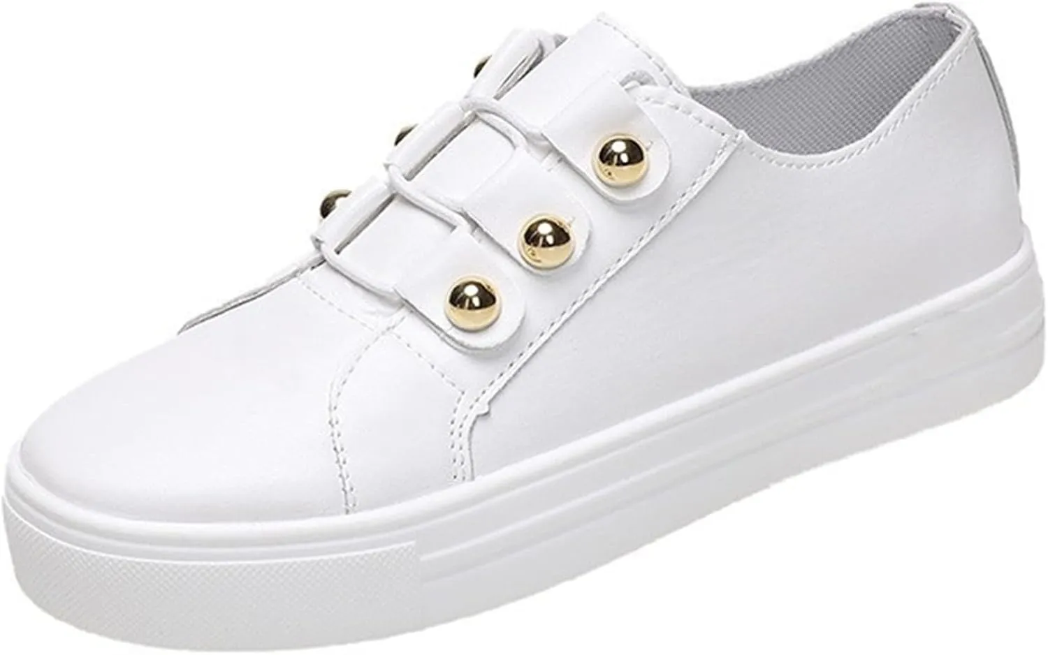 Ladmiple Sneakers For Women Slip On Wide Width Walking Shoes Fashion Lace Up Low Top Comfortable Platform Flats Loafers