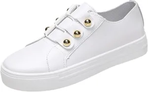 Ladmiple Sneakers For Women Slip On Wide Width Walking Shoes Fashion Lace Up Low Top Comfortable Platform Flats Loafers