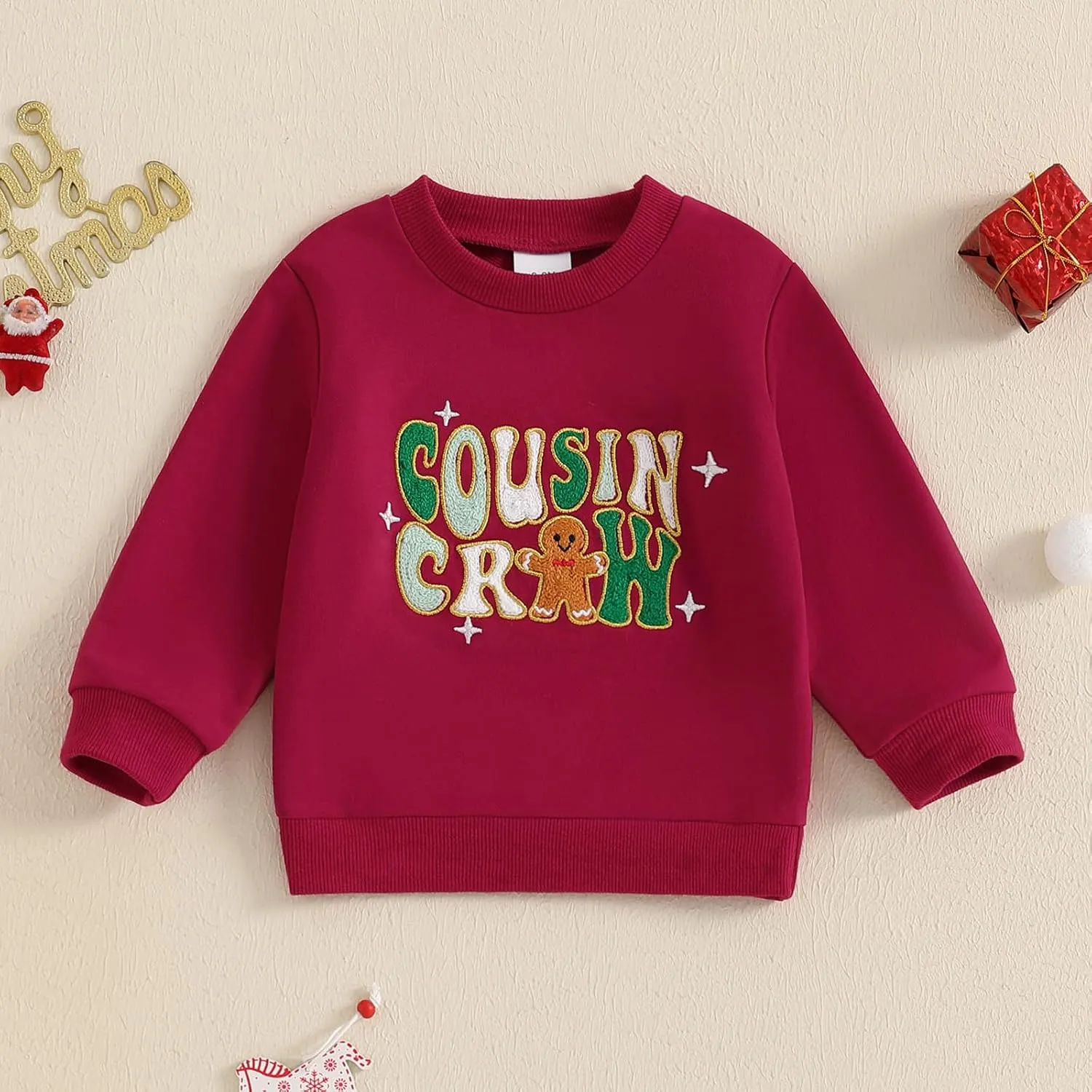 Lesimsam Toddler Baby Boy Girl Christmas Outfit Crewneck Sweatshirt Pullover Tops Cotton Long Sleeve T-Shirt Top Blouse