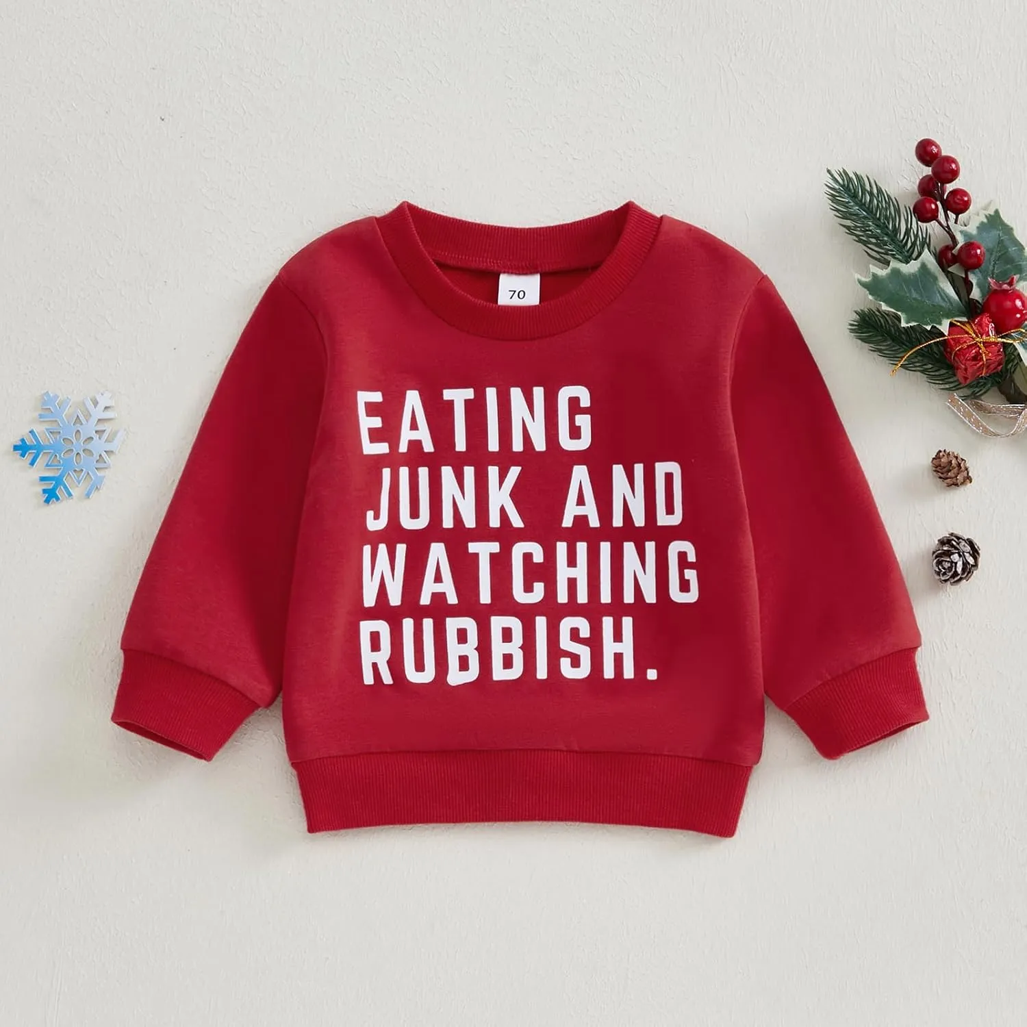 Lesimsam Toddler Baby Boy Girl Christmas Outfit Crewneck Sweatshirt Pullover Tops Cotton Long Sleeve T-Shirt Top Blouse