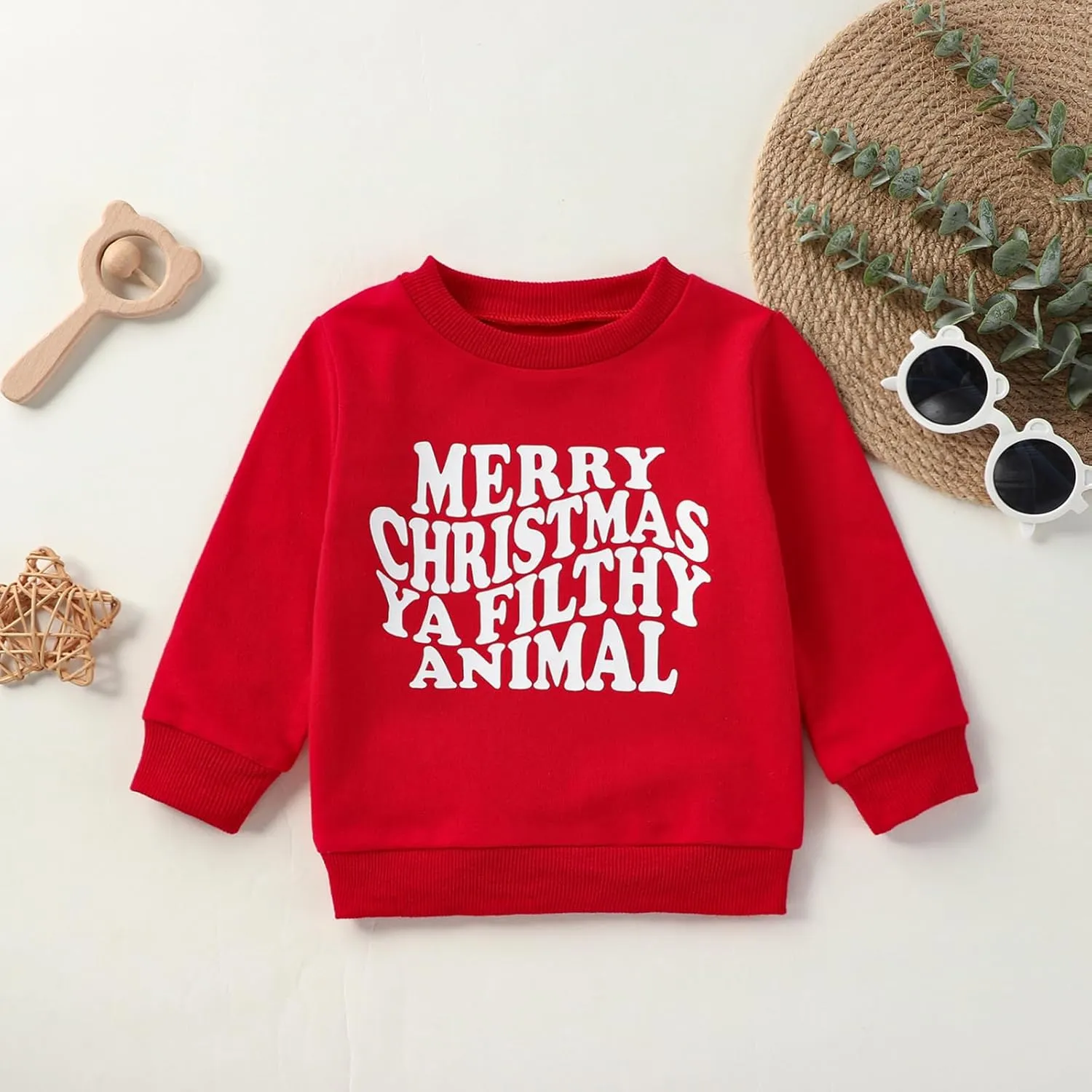 Lesimsam Toddler Baby Boy Girl Christmas Outfit Crewneck Sweatshirt Pullover Tops Cotton Long Sleeve T-Shirt Top Blouse