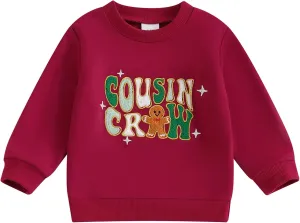 Lesimsam Toddler Baby Boy Girl Christmas Outfit Crewneck Sweatshirt Pullover Tops Cotton Long Sleeve T-Shirt Top Blouse