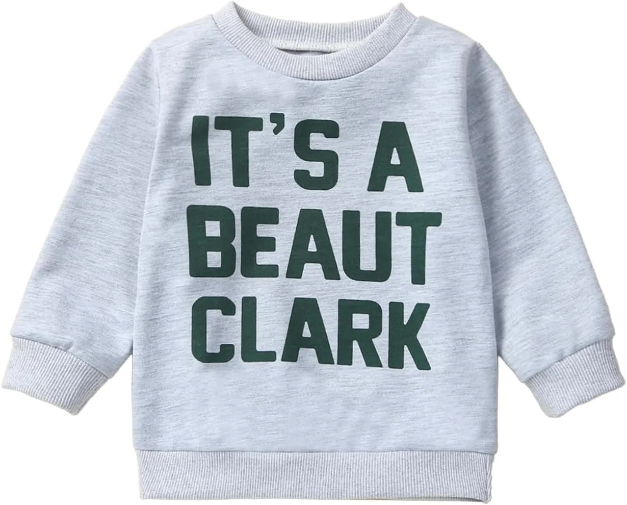 Lesimsam Toddler Baby Boy Girl Christmas Outfit Crewneck Sweatshirt Pullover Tops Cotton Long Sleeve T-Shirt Top Blouse