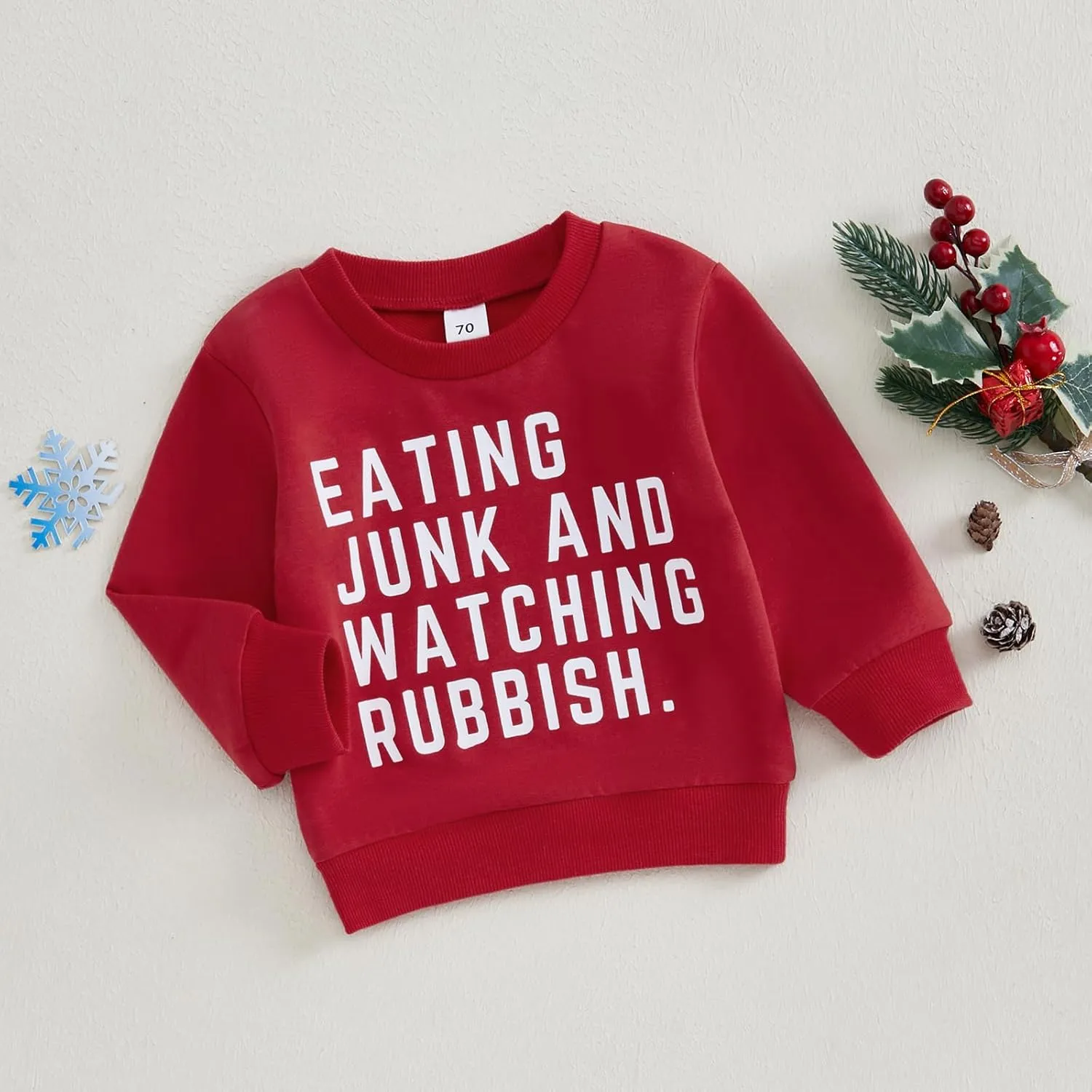 Lesimsam Toddler Baby Boy Girl Christmas Outfit Crewneck Sweatshirt Pullover Tops Cotton Long Sleeve T-Shirt Top Blouse