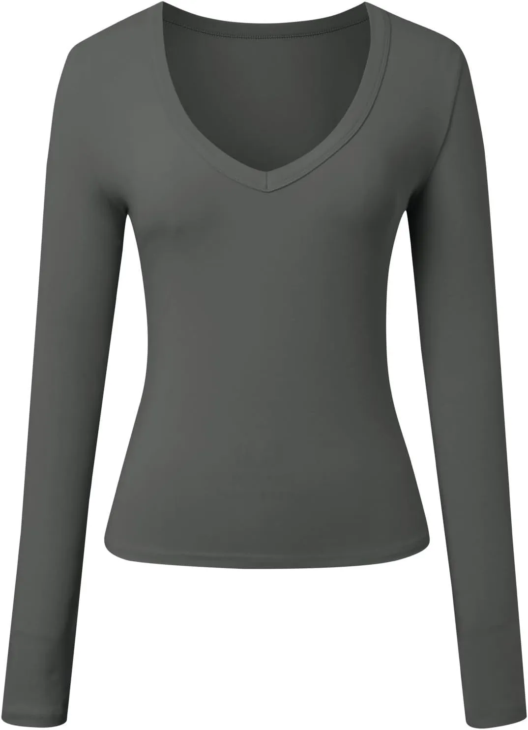 Long Sleeve Shirts for Women V Neck Basics Tops Lightweight Slim Fit Crop Top Base Layer Thermal Undershirts Fall