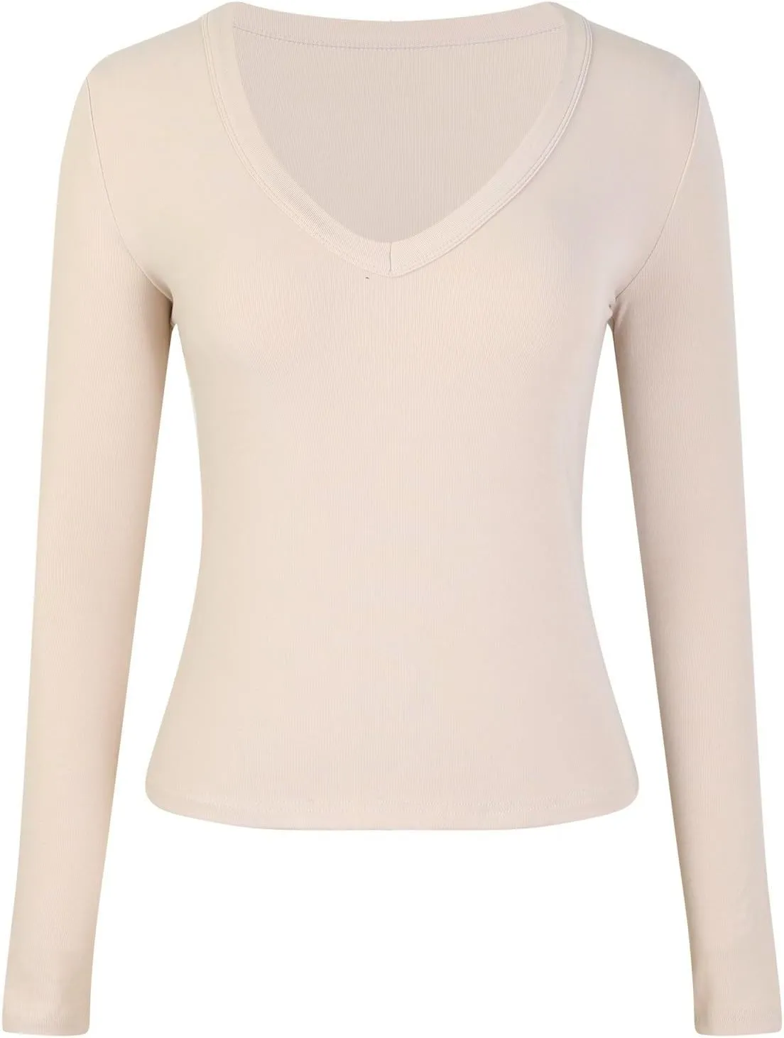 Long Sleeve Shirts for Women V Neck Basics Tops Lightweight Slim Fit Crop Top Base Layer Thermal Undershirts Fall