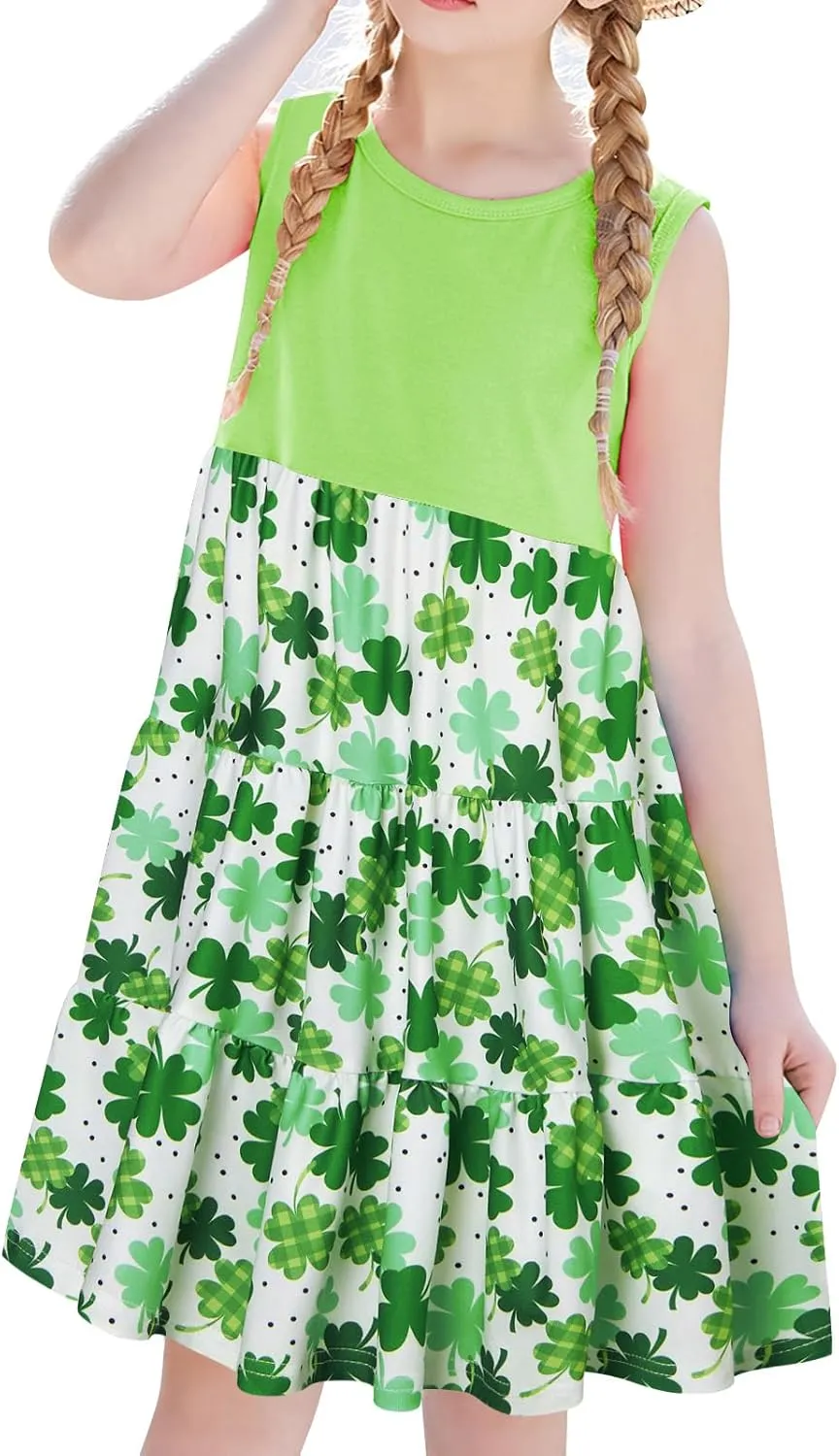Lovekider Little Girls Casual Cotton Sleeveless Dresses Summer Swing Twirly Sundress Kids 3D Cute Sun Dress 4-9T