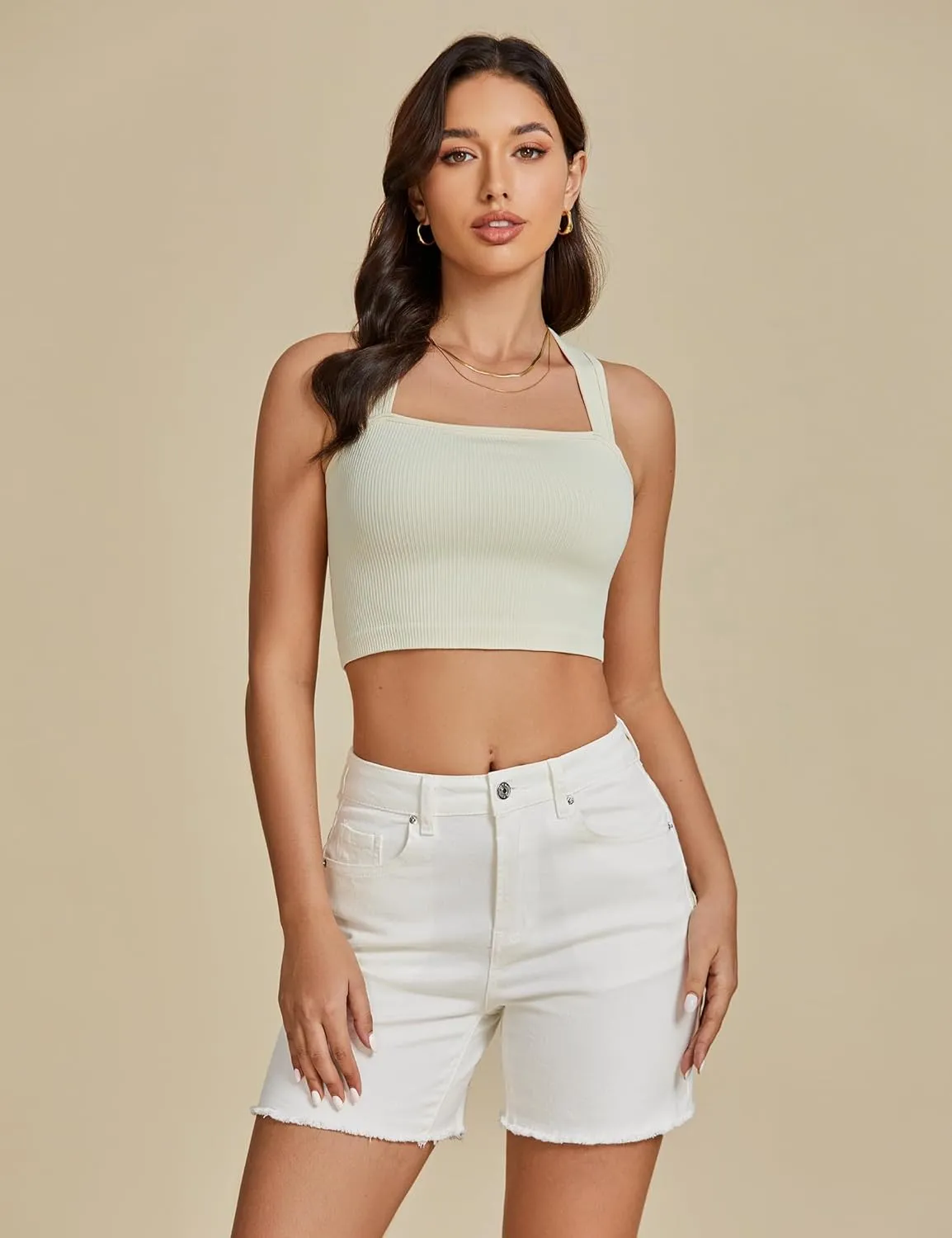 luvamia FleXclusive Jean Shorts for Women Trendy High Waisted Stretchy Denim Summer Raw Hem Mom Long Shorts Cutoff Jorts