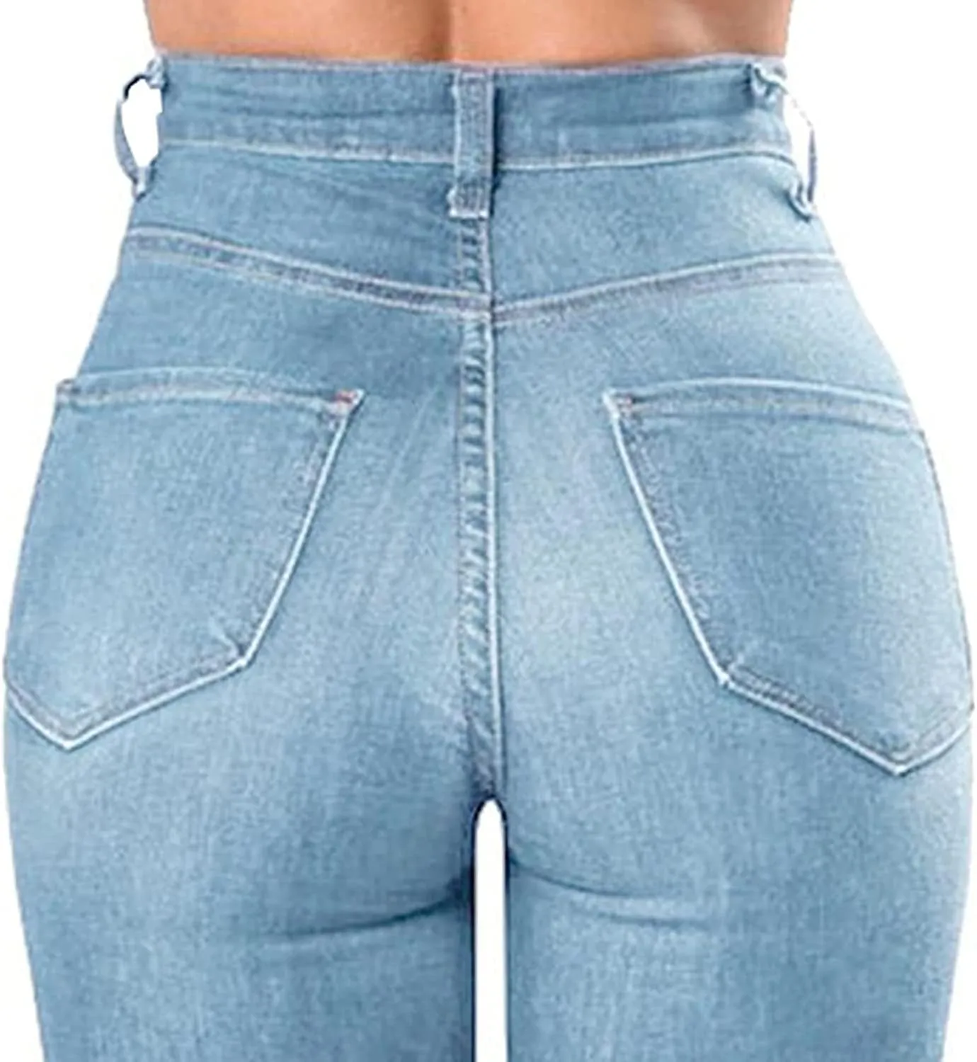 Maiyifu-GJ Destroyed Denim Skinny Jeans for Women - High Waisted and Stretchy with Ripped Accents