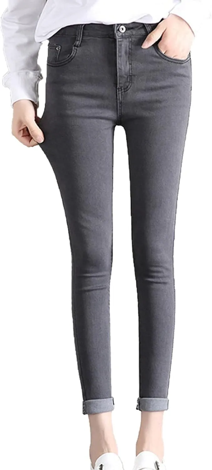 Maiyifu-GJ Women's High Waist Skinny Ankle Jeans Casual Slimming Pencil Denim Pants Juniors Slim Fit Washed Stretch Jean