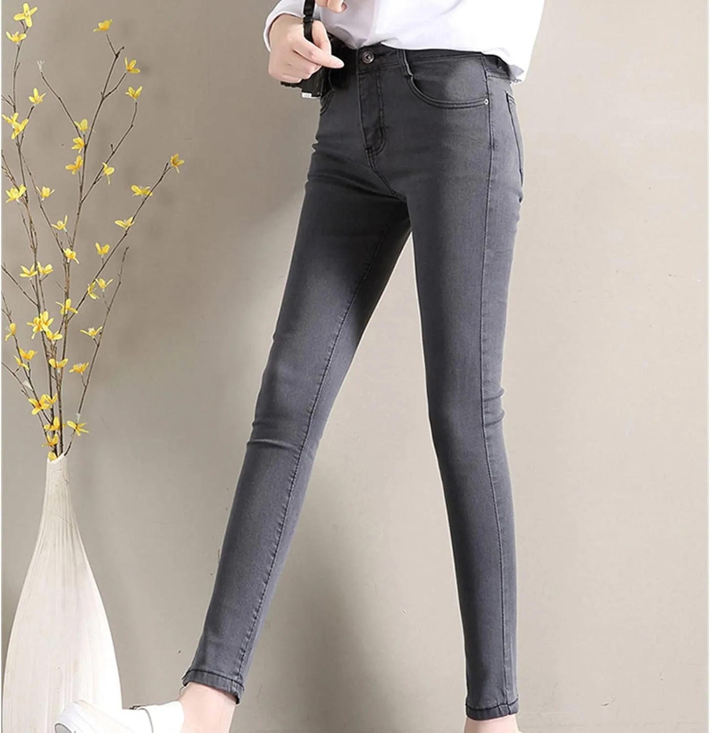 Maiyifu-GJ Women's High Waist Skinny Ankle Jeans Casual Slimming Pencil Denim Pants Juniors Slim Fit Washed Stretch Jean
