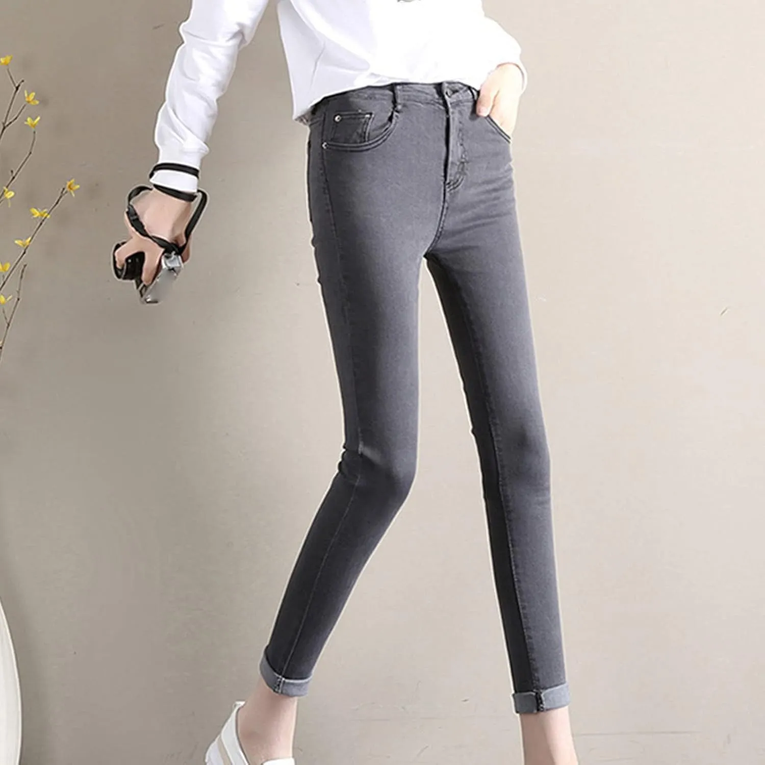 Maiyifu-GJ Women's High Waist Skinny Ankle Jeans Casual Slimming Pencil Denim Pants Juniors Slim Fit Washed Stretch Jean