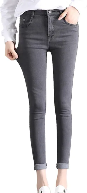 Maiyifu-GJ Women's High Waist Skinny Ankle Jeans Casual Slimming Pencil Denim Pants Juniors Slim Fit Washed Stretch Jean