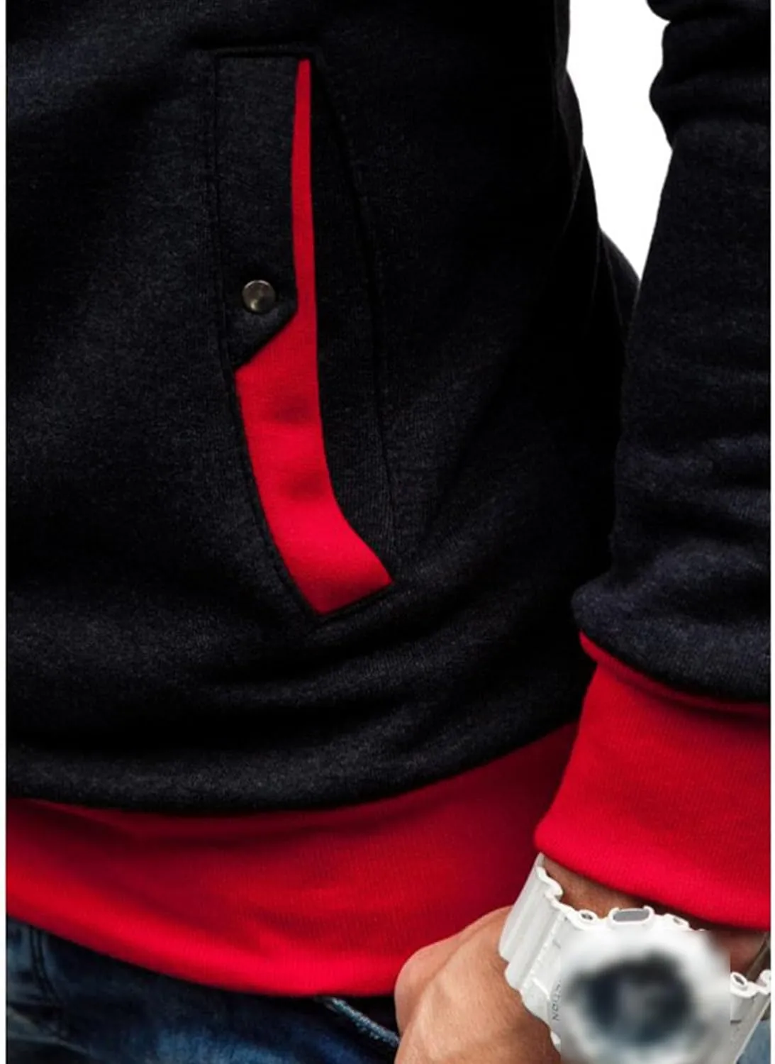 Men's Diagonal Zipper Hoodie Heavyweight Fleece Sweatshirts With Hood Long Sleeve Male Cotton Hoodie
