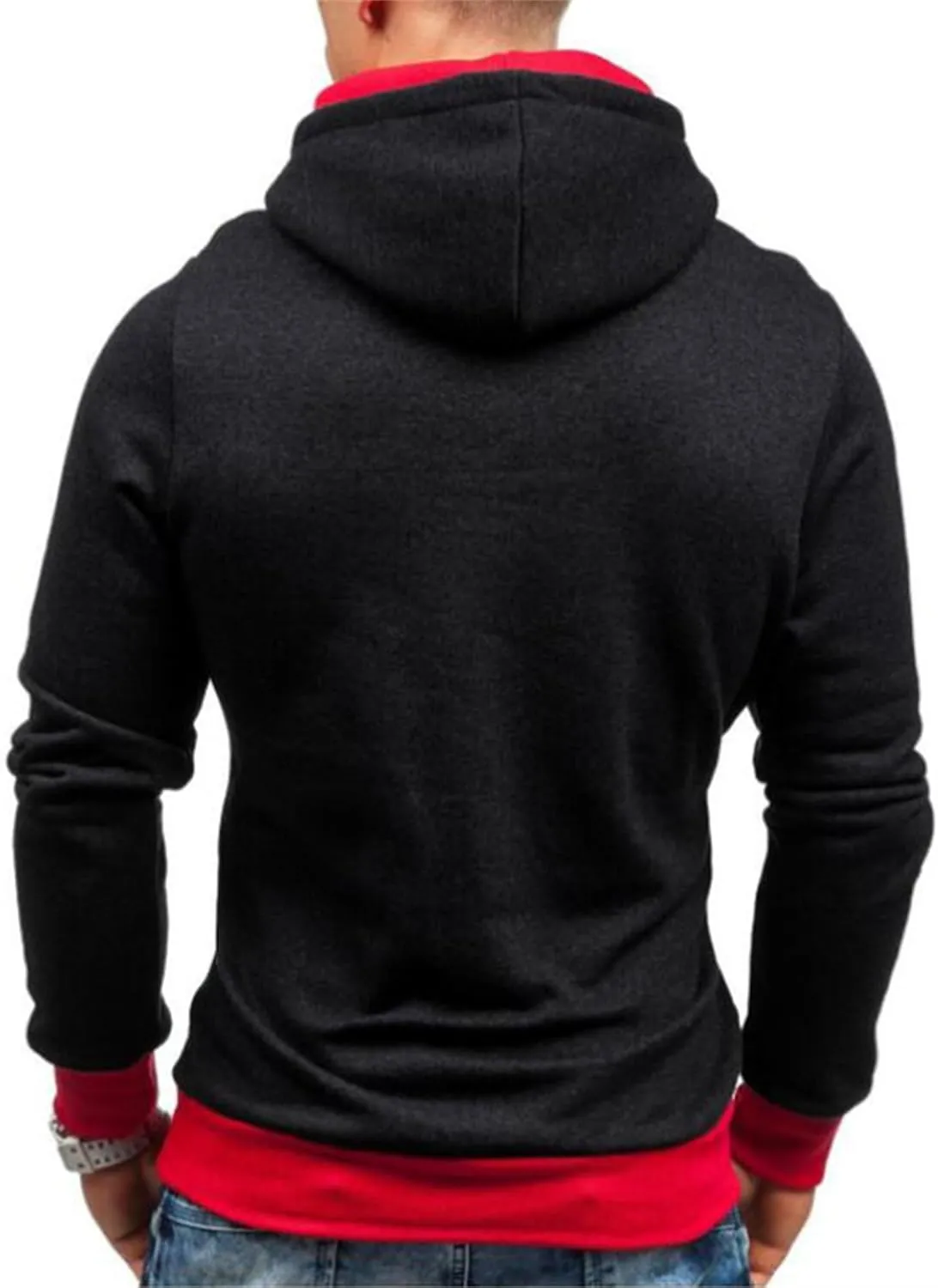 Men's Diagonal Zipper Hoodie Heavyweight Fleece Sweatshirts With Hood Long Sleeve Male Cotton Hoodie