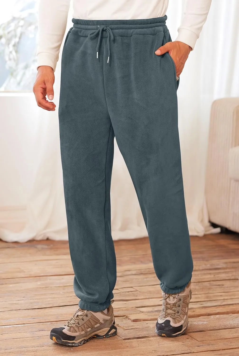 Men's Fleece Lined Sherpa Sweatpants Active Running Joggers with Pockets (S-2XL)