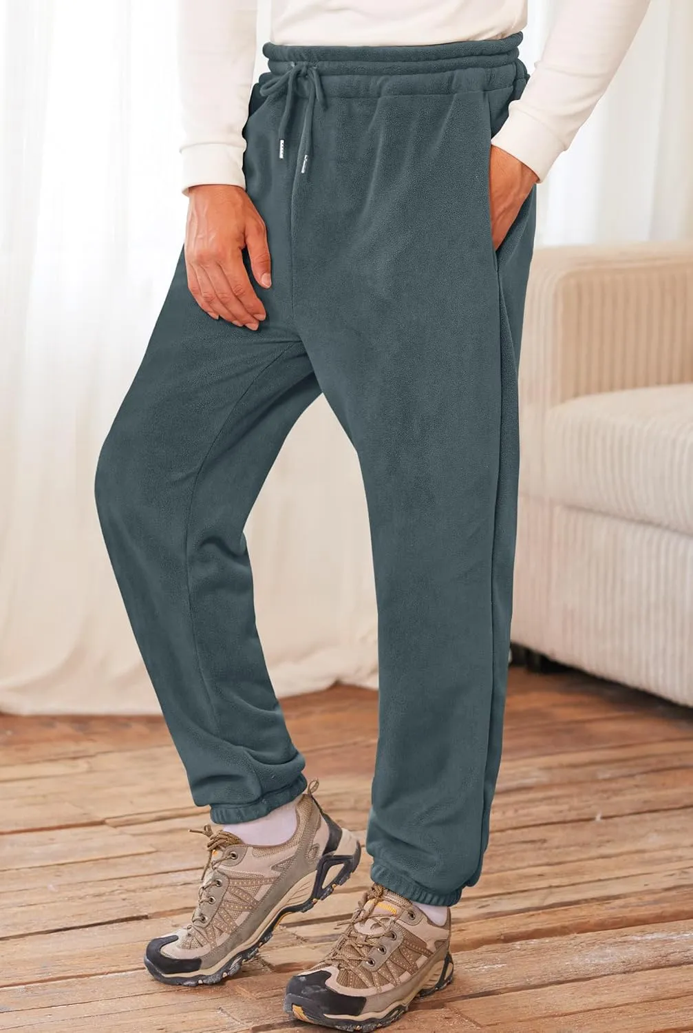 Men's Fleece Lined Sherpa Sweatpants Active Running Joggers with Pockets (S-2XL)