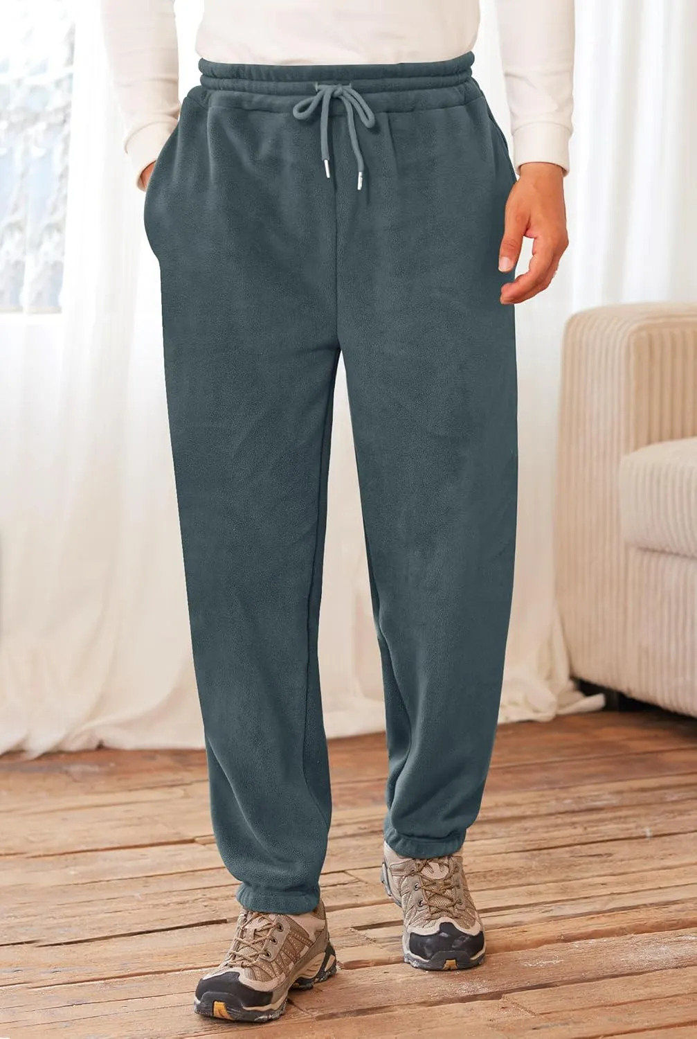 Men's Fleece Lined Sherpa Sweatpants Active Running Joggers with Pockets (S-2XL)