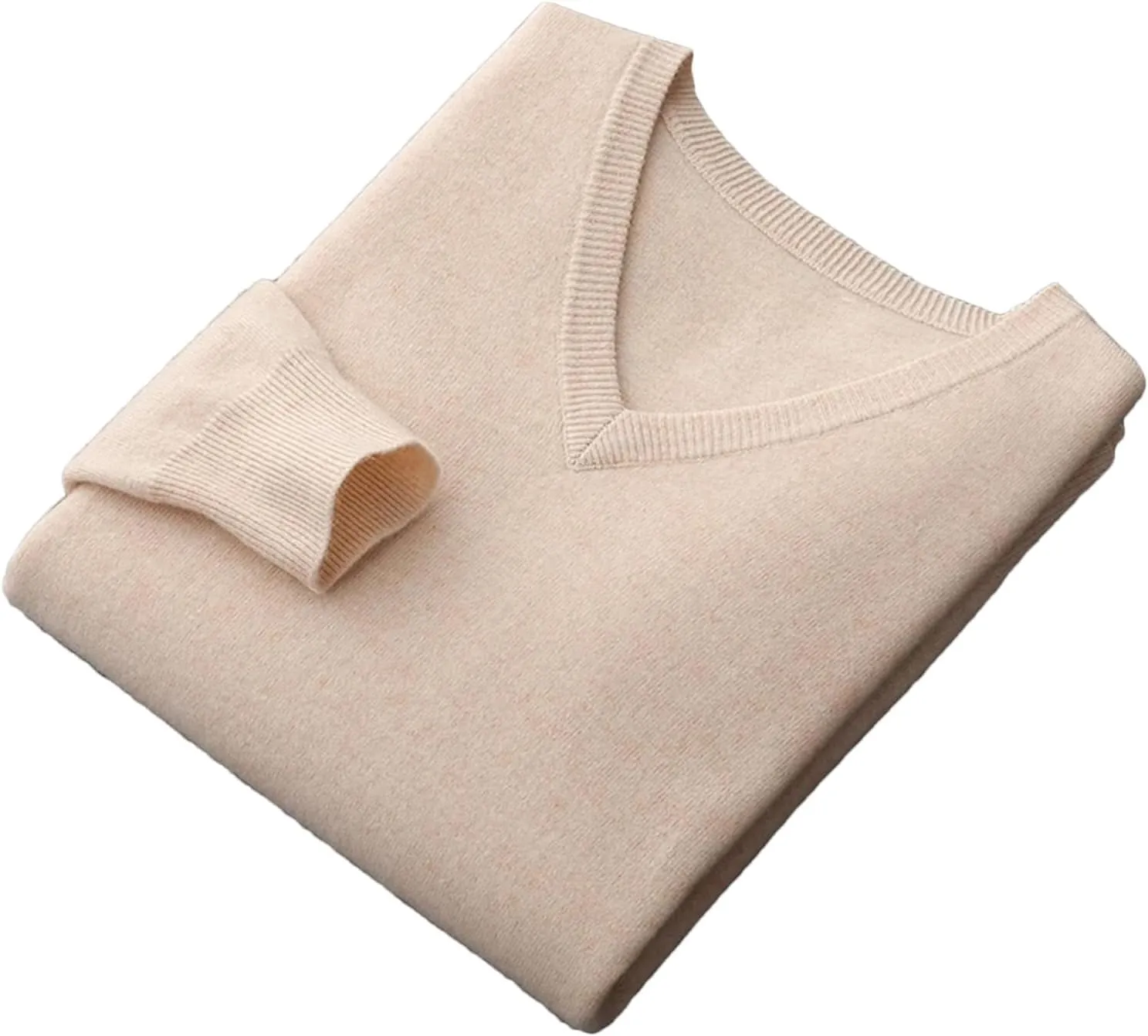Men's Merino Wool Sweater V-Neck Pullover Top Autumn Winter Knitted Sweaters Casual Loose Jumper