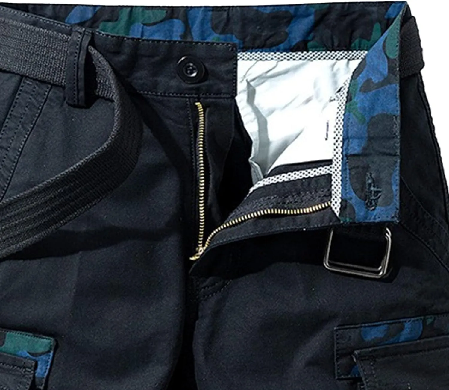 Men's Military Cargo Jean Trunk Outdoor Twill with Pockets Shorts Relaxed Fit Elastic Camo Short Pant