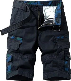 Men's Military Cargo Jean Trunk Outdoor Twill with Pockets Shorts Relaxed Fit Elastic Camo Short Pant