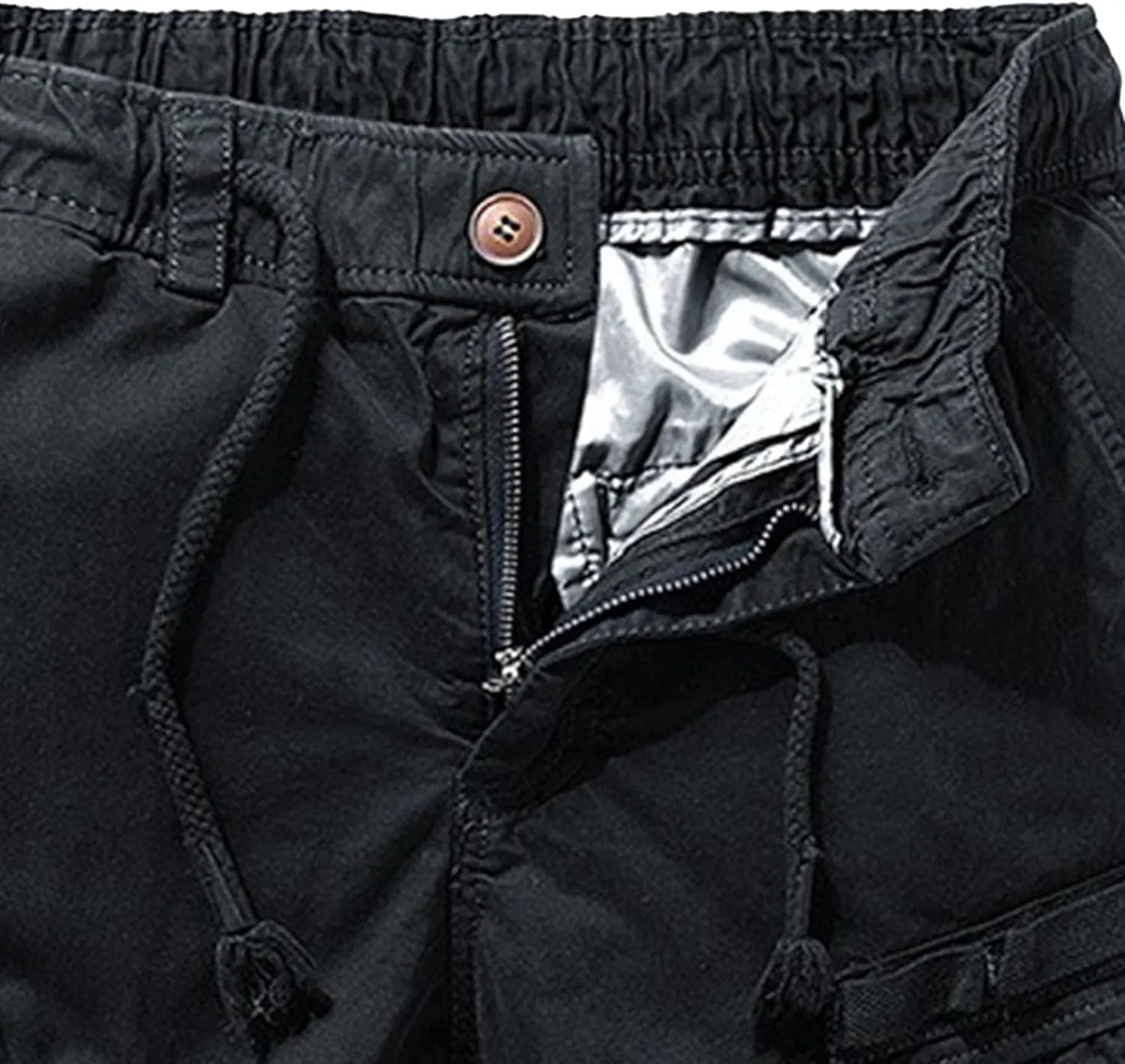 Men's Relaxed Fit Outdoor Jean Trunk Cotton Twill Lightweight Cargo Shorts Zipper Pockets Solid Hiking Short Pants