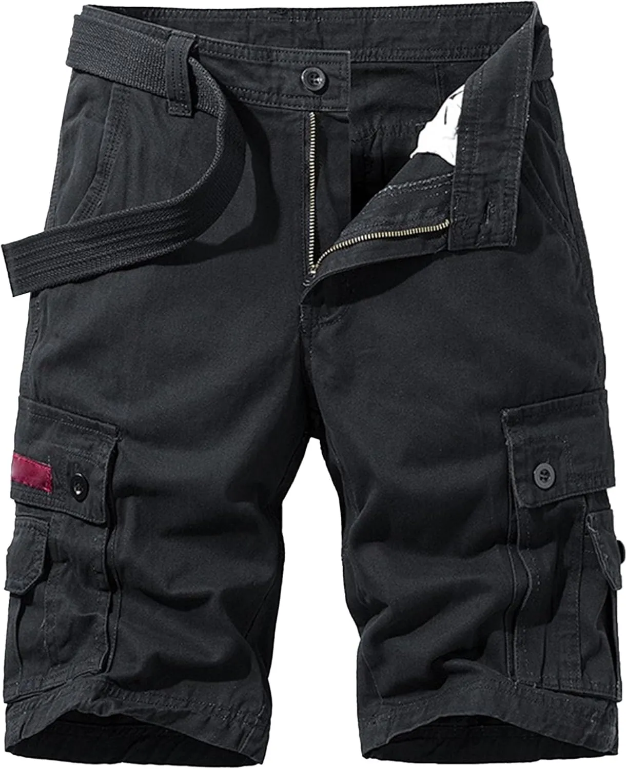 Men's Relaxed Fit Outdoor Jean Trunk Cotton Twill Lightweight Cargo Shorts Zipper Pockets Solid Hiking Short Pants