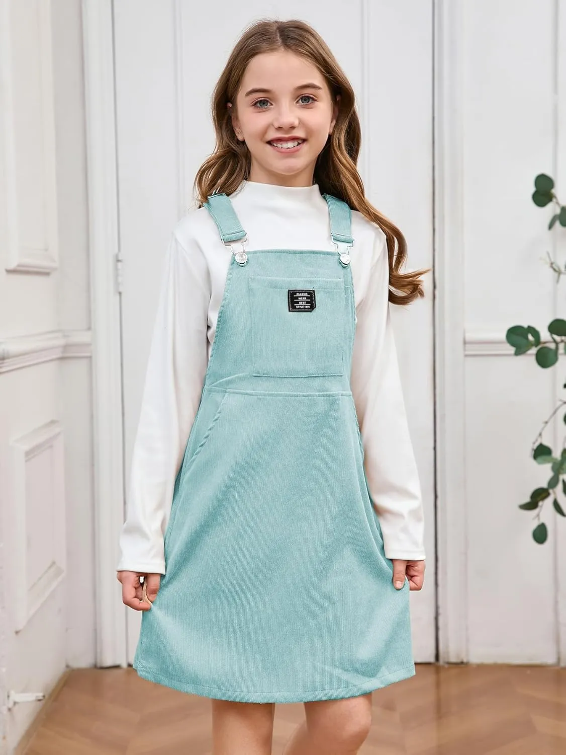 Milumia Girl Corduroy Crisscross Overall Dress with Pocket