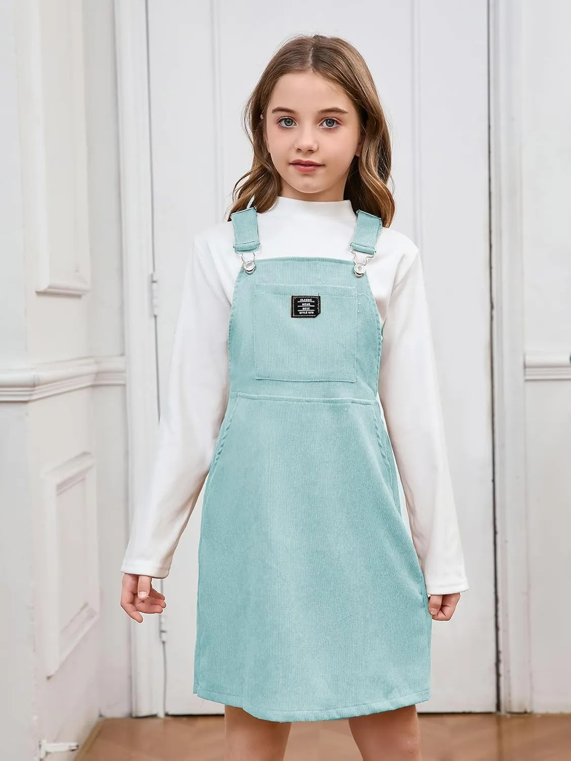 Milumia Girl Corduroy Crisscross Overall Dress with Pocket