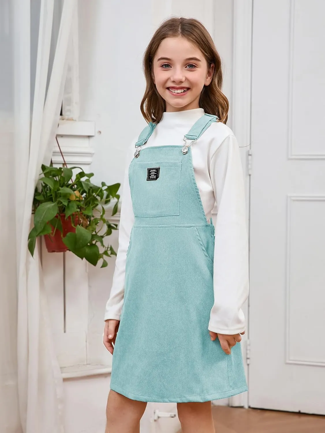 Milumia Girl Corduroy Crisscross Overall Dress with Pocket