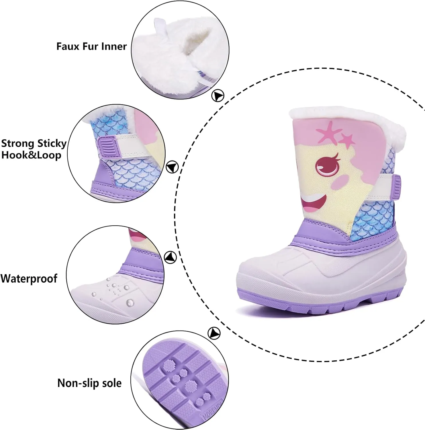 MORENDL Toddler Winter Snow Boots Waterproof Insulated Faux Fur Boys Girls Hiking Boots (Toddler/Little Kid)