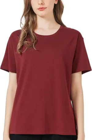 netdraw Women's Ultra Soft Bamboo Viscose T-Shirt Loose Fit Crew Neck Casual Lounge Comfy Cotton Sleep Pajama Tops
