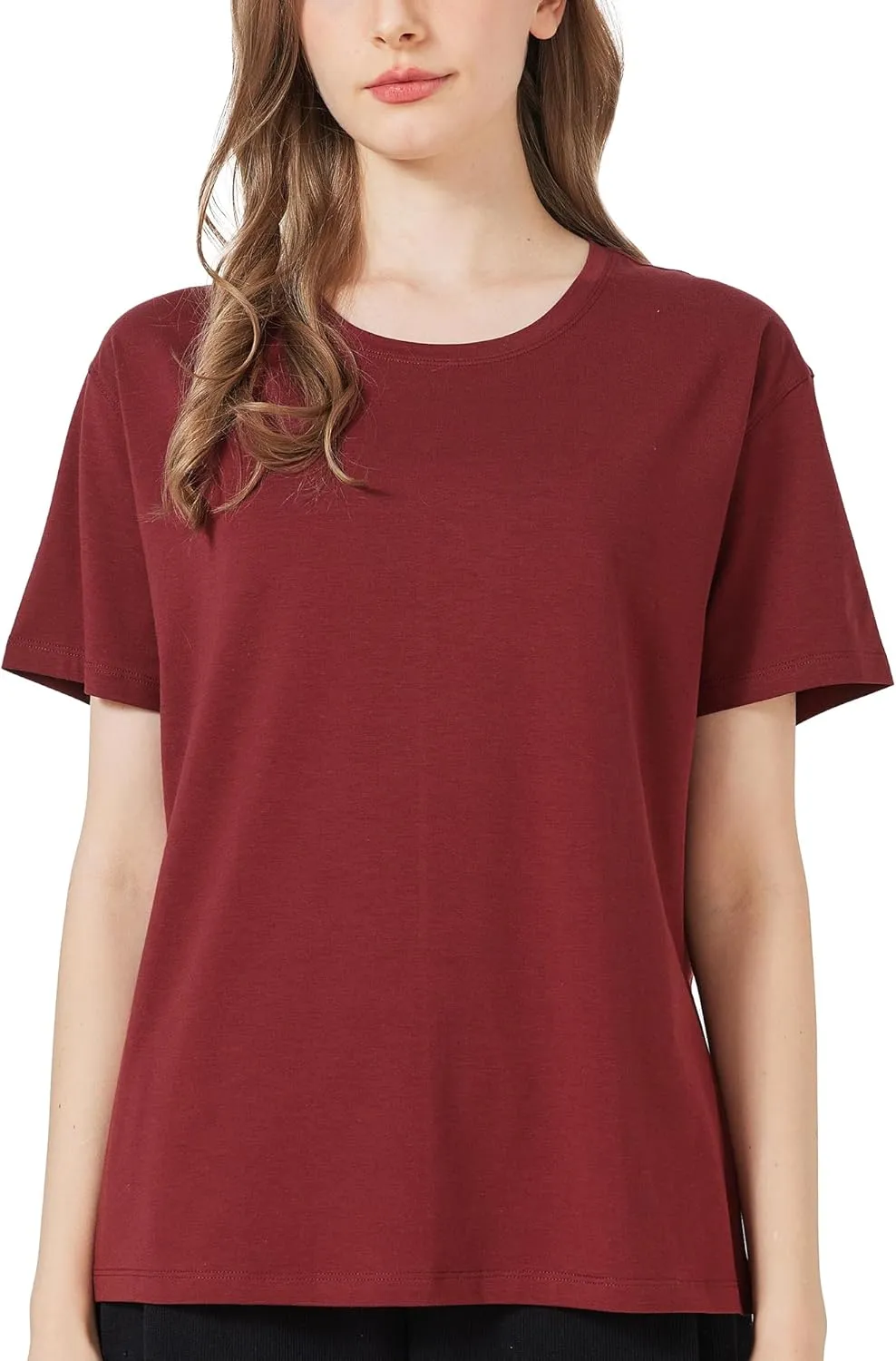 netdraw Women's Ultra Soft Bamboo Viscose T-Shirt Loose Fit Crew Neck Casual Lounge Comfy Cotton Sleep Pajama Tops