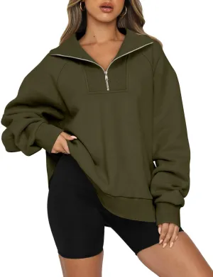ONLYSHE Womens Half Zip Oversized Sweatshirts Casual Quarter Zipper Hoodies Long Sleeve Shirts Pullovers Fleece Outfits