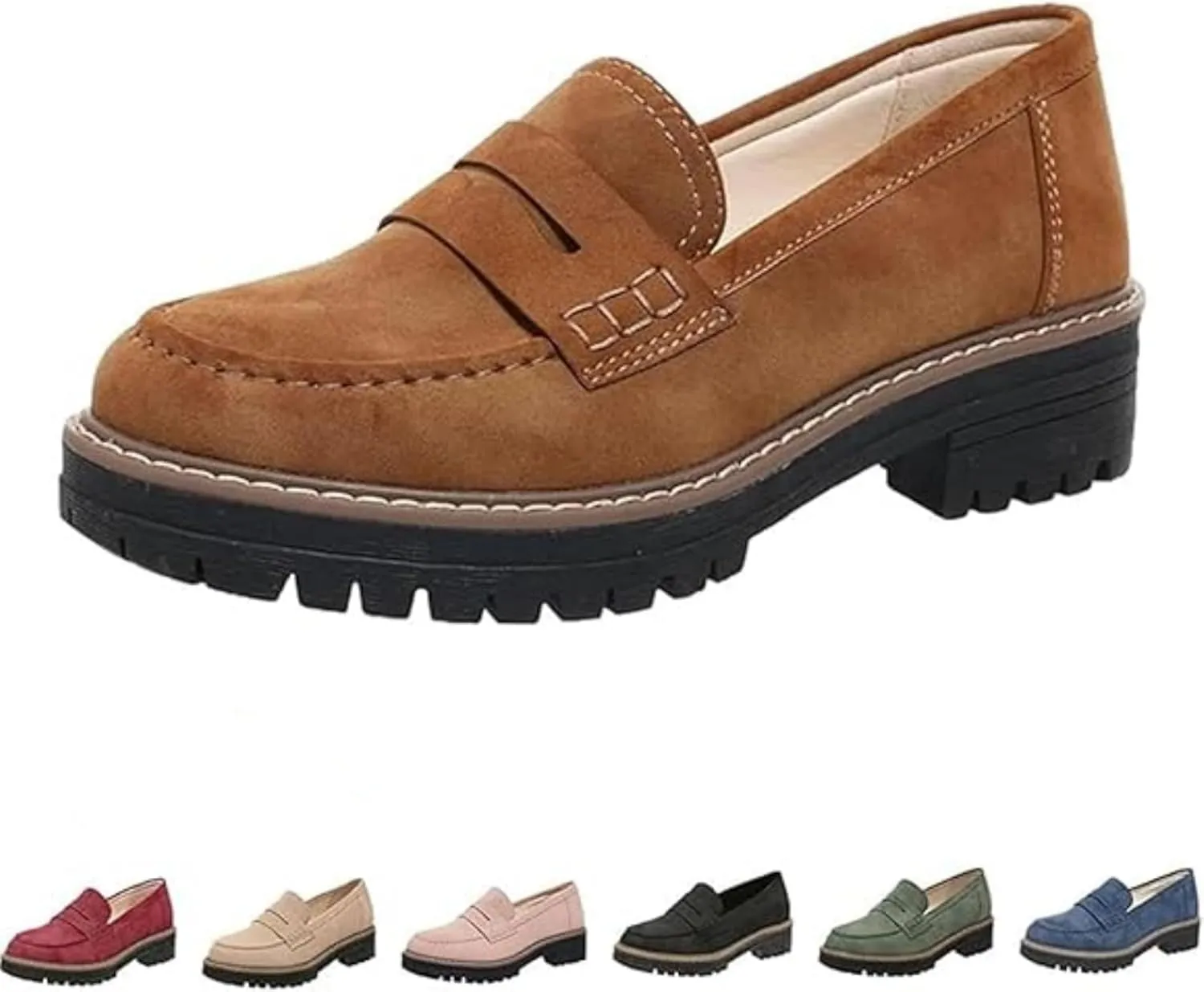Orthopedic Platform Loafers for Women Thick Sole Loafers Comfort Orthopedic Shoes for Women Round Toe Loafers Shoes Slip on Shoes Casual Walking Shoes