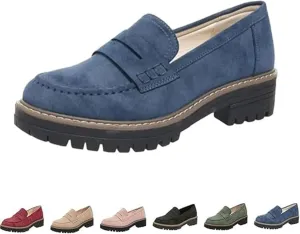 Orthoture Womens Shoes Loafers for Women 2025 Comfortable Dressy Platform Chunky Penny Loafer Lug Sole Suede Loafers Slip on Work Office Business Casual Dress Shoes Orthopedic Shoes for Women