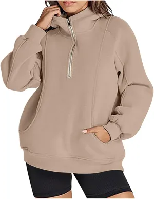 Oversized Hoodies For Women Trendy 2024 Half Zip Up Fleece Hooded Sweatshirt Casual Fall Pullover Tops y2k Outfits