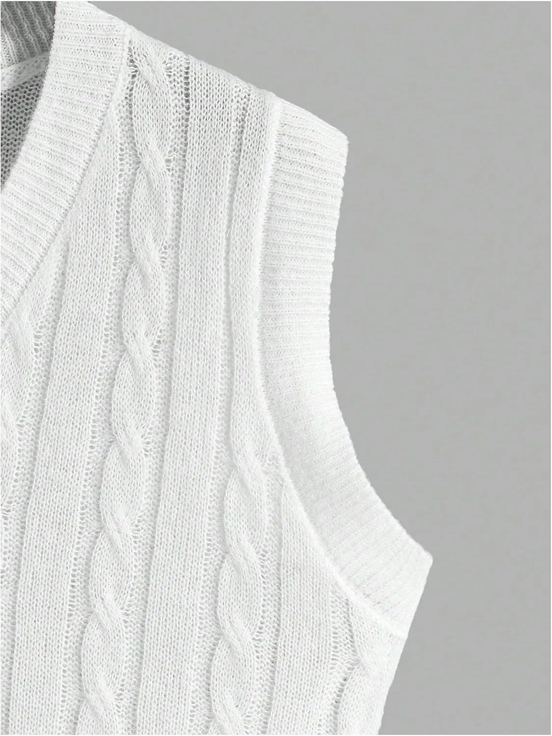 OYOANGLE Men's Cable Knit V Neck Sleeveless Sweater Vests Solid Casual Tank Tops Knitwear