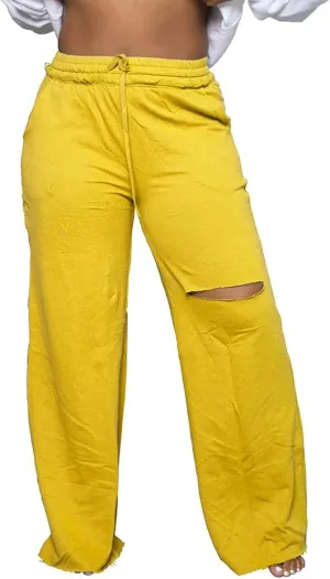 PINSV Wide Leg Pants for Women Drawstring Baggy Casual Sweatpants