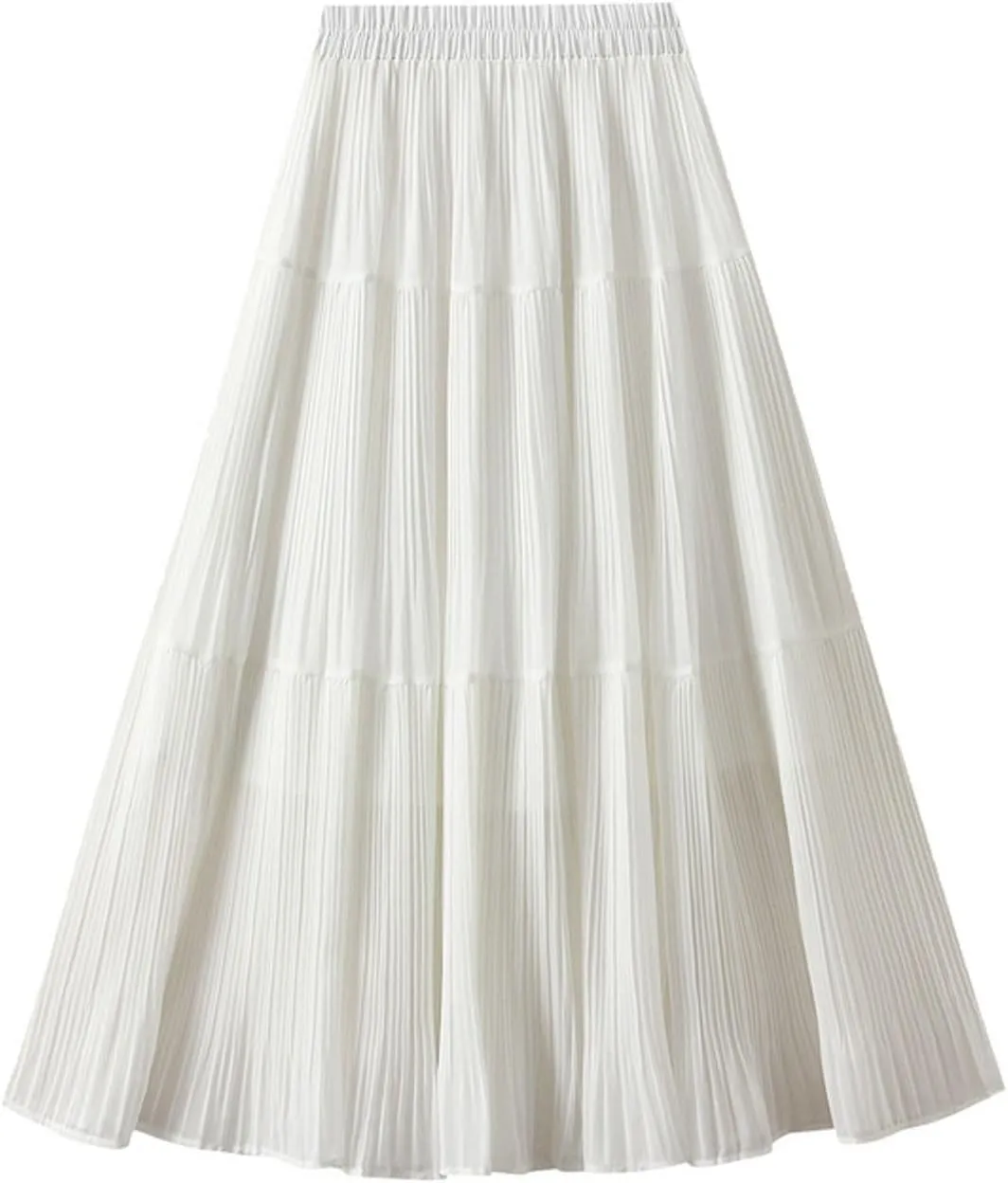 Pleated Midi Skirt for Women High Waist Flowy Long Skirts Casual A-Line Skirt for Daily Outfits
