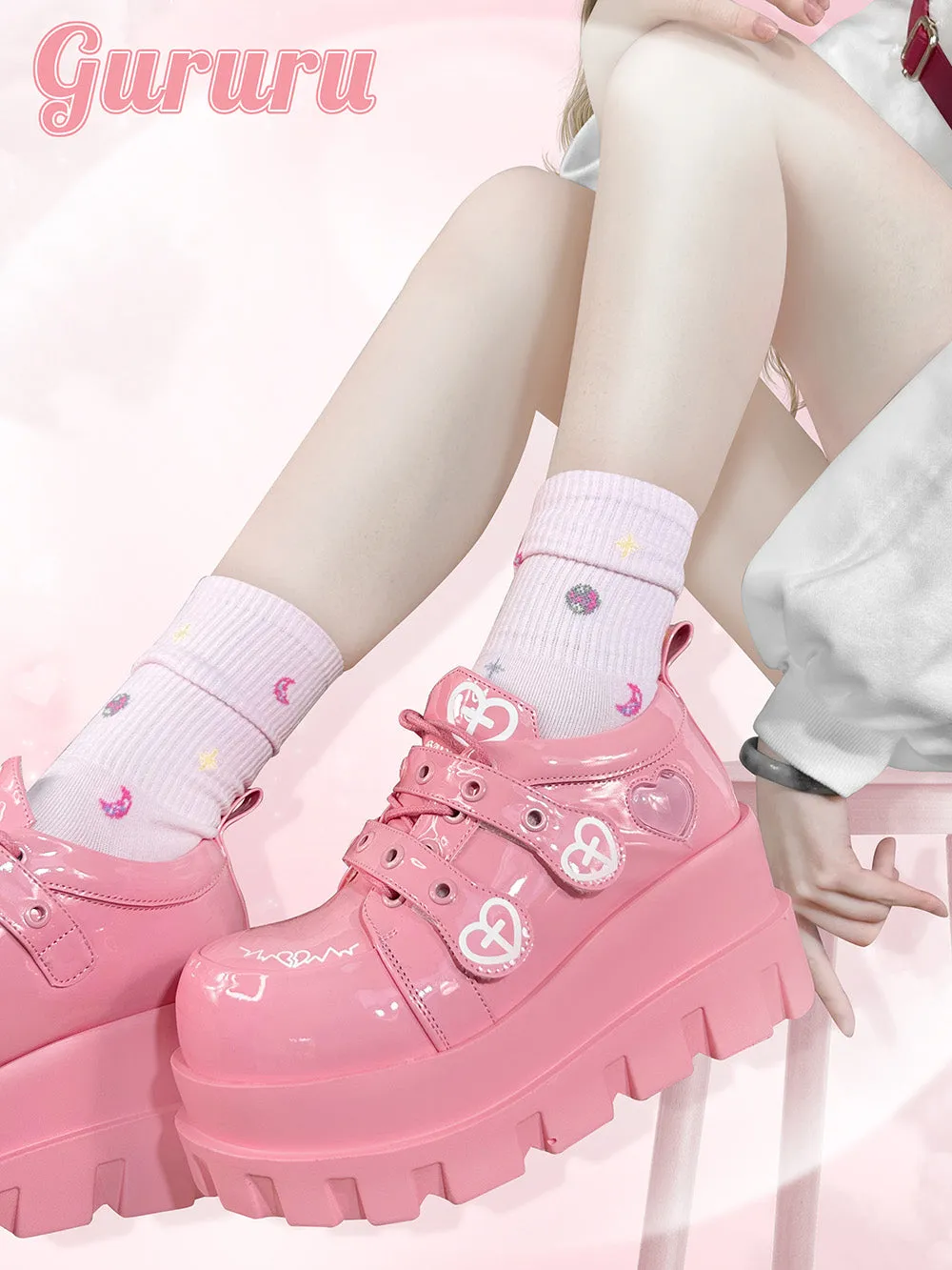 Punk Heart Cross Platform Shoes