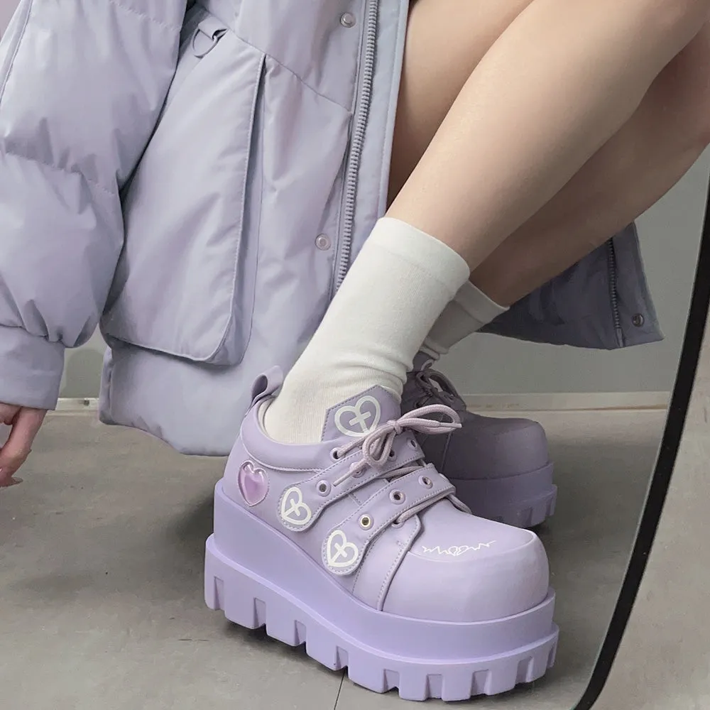 Punk Heart Cross Platform Shoes