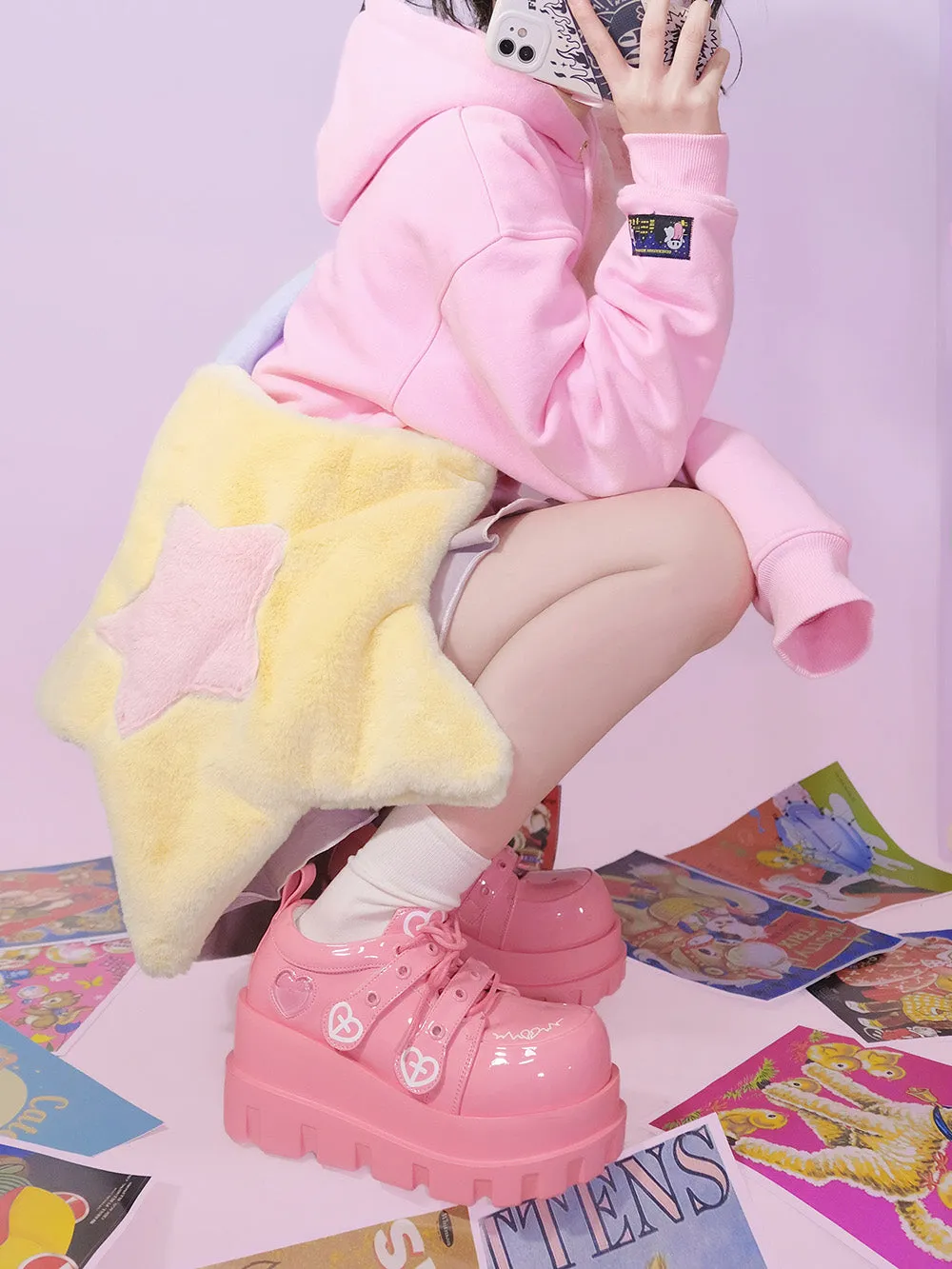 Punk Heart Cross Platform Shoes