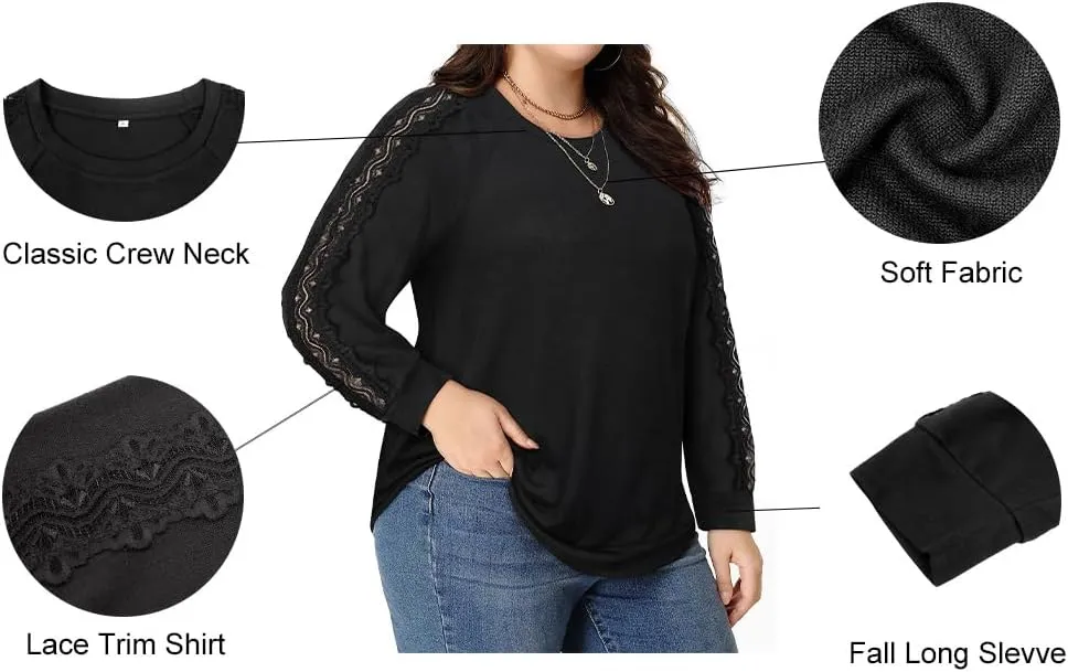 RITERA Plus Size Long Sleeve Tunic Tops for Women Henley V Neck T-Shirt V Neck Casual Blouses Fall Winter Halloween Christmas