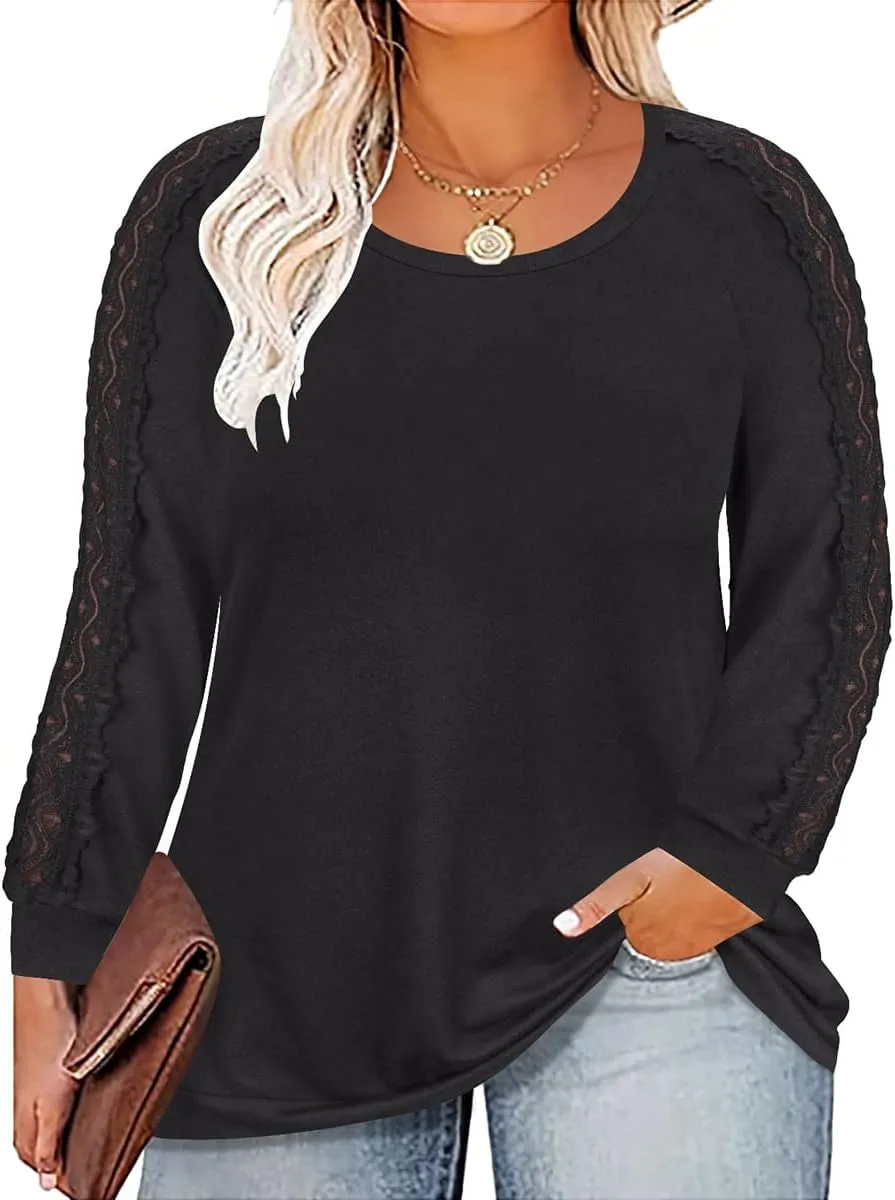 RITERA Plus Size Long Sleeve Tunic Tops for Women Henley V Neck T-Shirt V Neck Casual Blouses Fall Winter Halloween Christmas