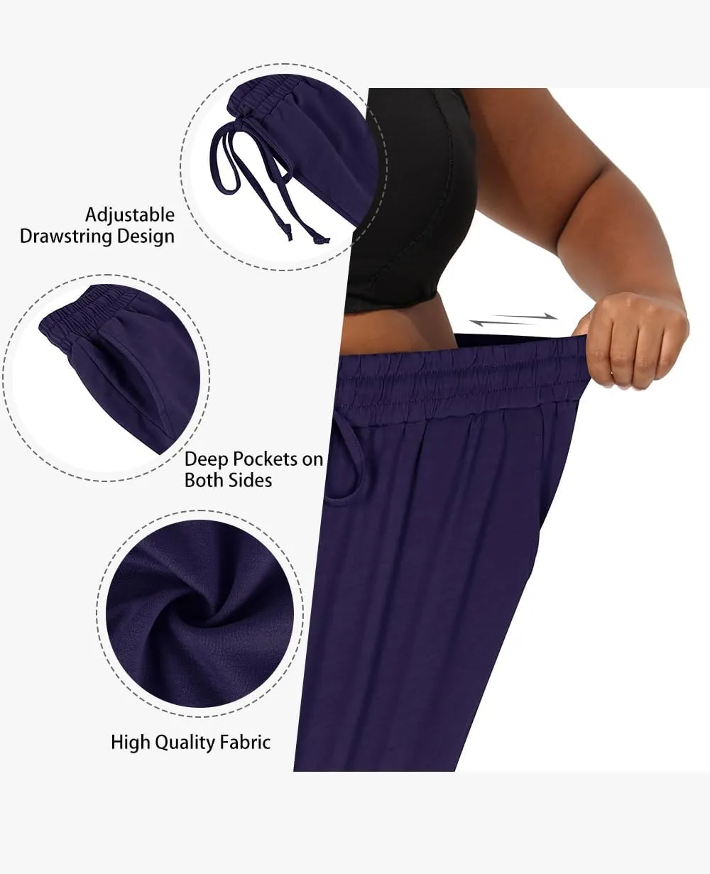 RITERA Plus Size Pants for Women Soft Joggers Sweatpants Casual Loose Comfy Lounge Pajama Drawstring Pant with Pockets XL-5XL