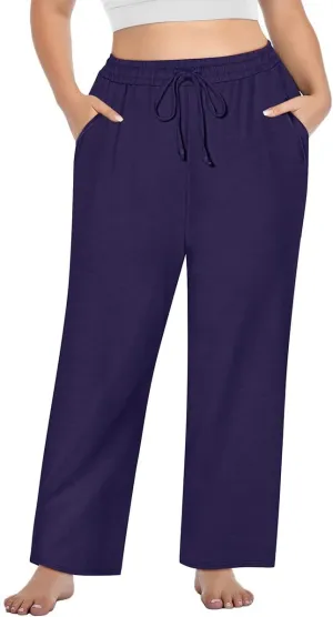 RITERA Plus Size Pants for Women Soft Joggers Sweatpants Casual Loose Comfy Lounge Pajama Drawstring Pant with Pockets XL-5XL