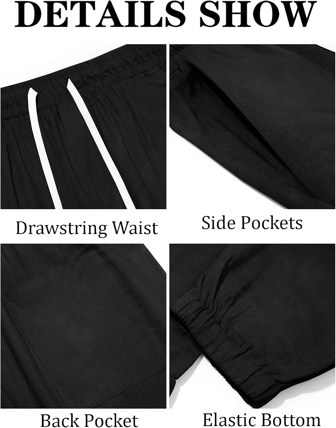 Runcati Mens Cargo Joggers Pants Casual Drawstring Waist Trousers Tapered Lightweight Pants with Pockets