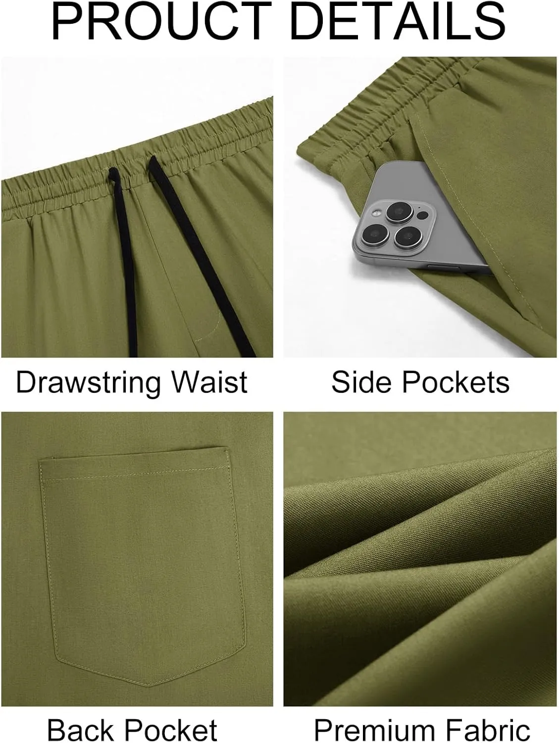 Runcati Mens Casual Pants Drawstring Elastic Waist Lightweight Trousers Linen Beach Summer Lounge Pants