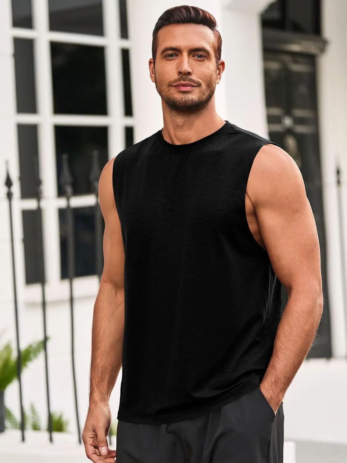 Runcati Mens Sleeveless Tank Tops Workout Athletic Muscle Shirt Casual Summer Beach T Shirts